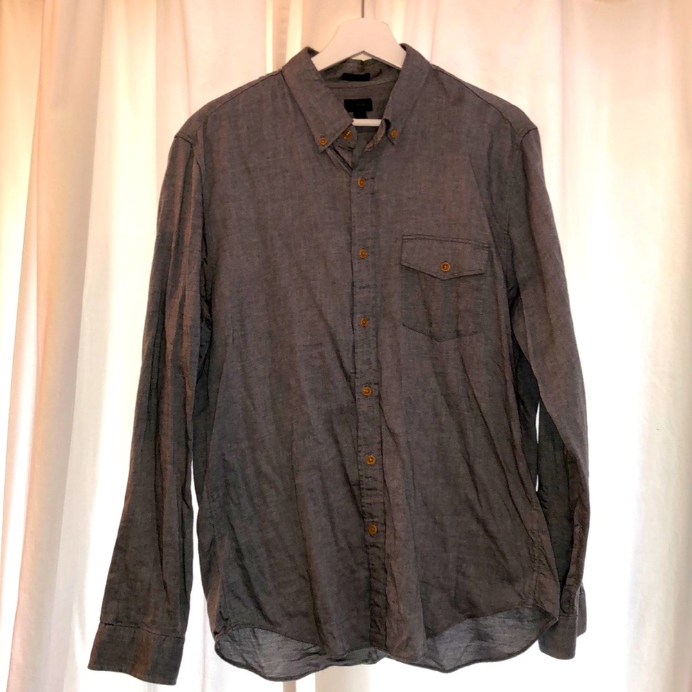 Blue grey J. Crew button down, size large slim.
